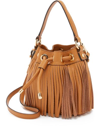 MILLY Essex Small Fringe Bucket Bag - Brown