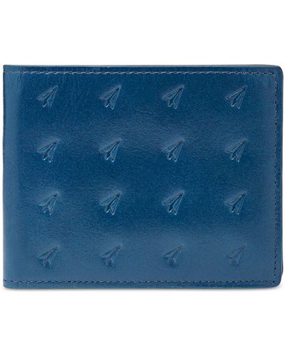 Fossil Helix L-zip Bi-fold Leather Wallet - Blue
