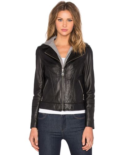 Doma Leather Black Hooded Leather Jacket
