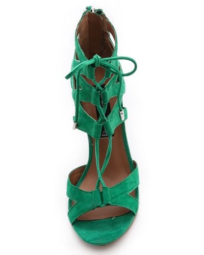 Steven by Steve Madden Gingir Lace Up Sandals  Black - Green