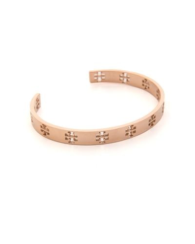 Tory Burch Pierced T Cuff Bracelet - Rose Gold - Metallic