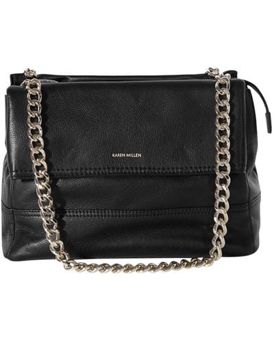 Karen Millen Leather Chain Bag - Black