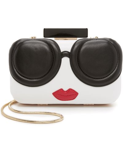 Alice + Olivia Large Stacey Face Clutch - White