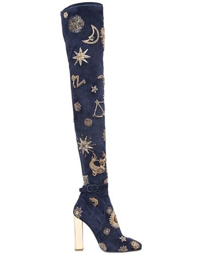 Emilio Pucci 110mm Zodiac Suede Over The Knee Boots - Blue