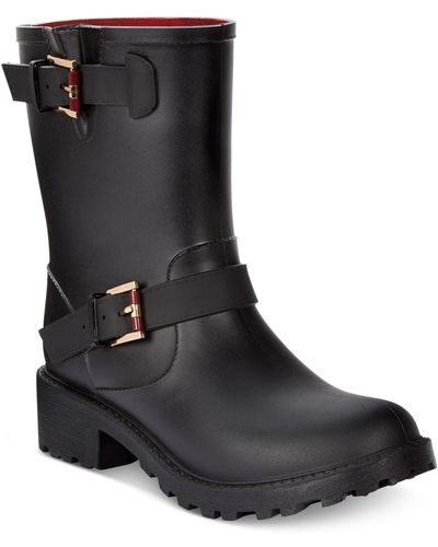 Tommy Hilfiger Dew Moto Rain Boots - Black