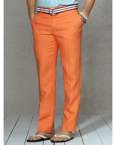 Polo Ralph Lauren Slim-Fit Linen Dress Trouser - Orange