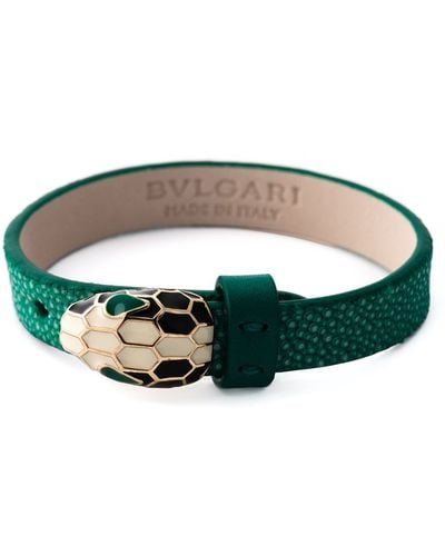 BVLGARI Leather Snake Bracelet - Green