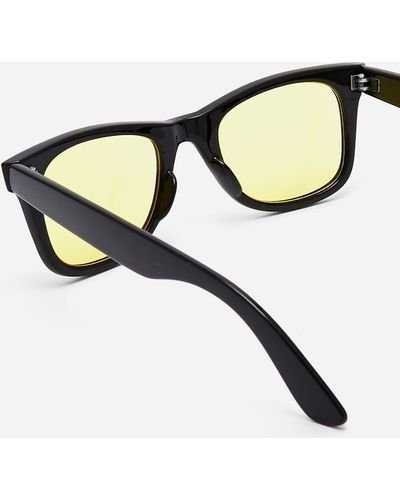 ASOS Square Sunglasses With Yellow Lens - Black