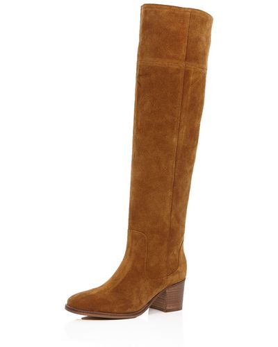 River Island Tan Brown Suede Over The Knee Boots