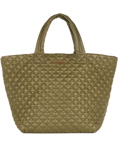 MZ Wallace Large Metro Tote Olive Quilted Oxford - Green