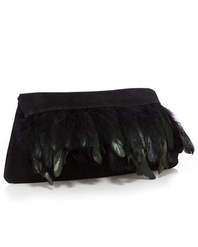 Coast Manx Feather Clutch Bag - Black
