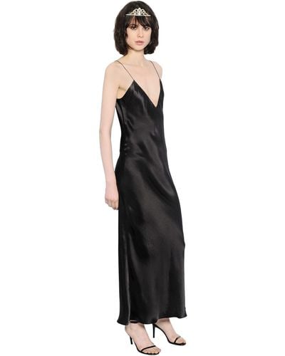 Saint Laurent Silk Satin Slip Maxi Dress - Black