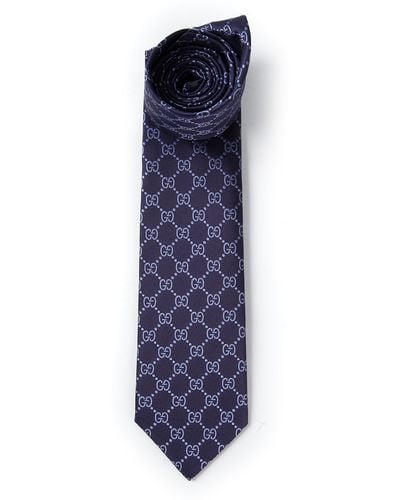 Gucci Monogram Print Tie - Purple