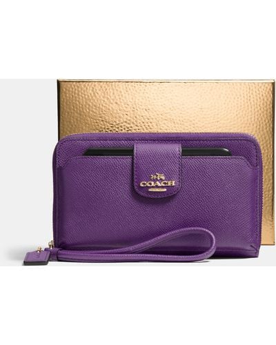 COACH Pocket Universal Phone Wallet In Leather - Purple