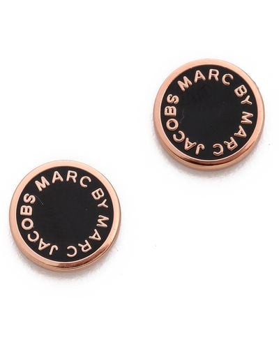 Marc By Marc Jacobs Enamel Logo Disc Stud Earrings - Black