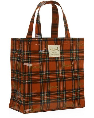 Harrods Small Royal Stewart Tartan Shopper Bag - Red