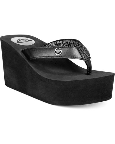 Roxy Palika Platform Wedge Flip Flops - Brown