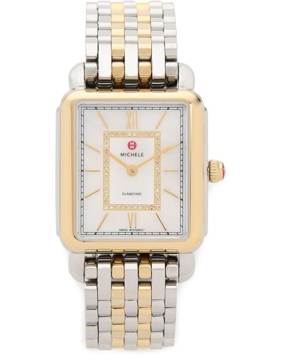 Michele Slim Deco Ii Two Tone Diamond Watch Dial - Gold/silver - Metallic