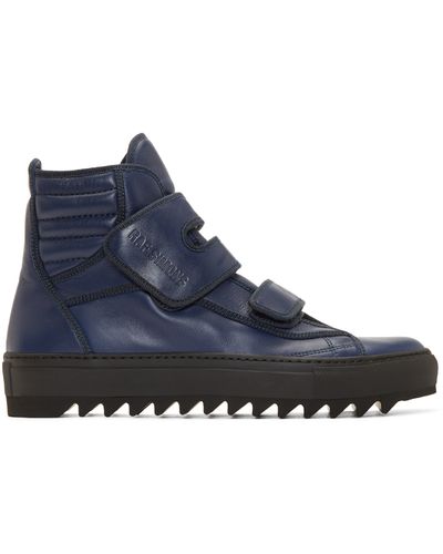 Raf Simons Navy Velcro High_top Sneakers - Blue