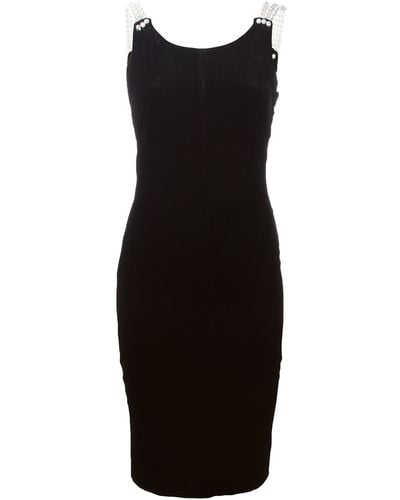 Armani Pearl Straps Fitted Dress - Black