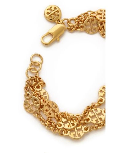 Tory Burch Multi Strand Logo Bracelet Shiny Gold - Metallic