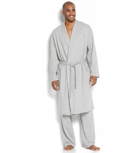 Michael Kors Men'S Modal French Robe - Gray