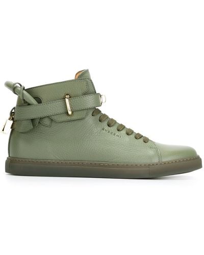 Buscemi Padlock-Detail Leather Sneakers  - Green
