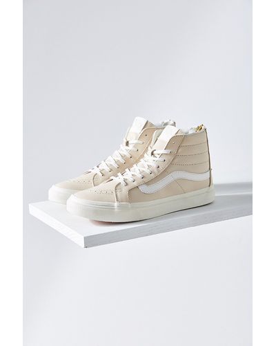Vans Cream Leather Sk8-hi Slim Sneaker - Natural