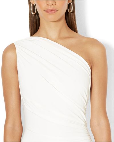 Lauren by Ralph Lauren One-Shoulder Ruched Gown - White
