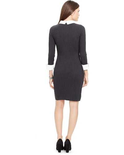 Ralph Lauren Contrast-collar Sweater Dress - Gray