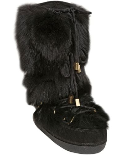 DSquared² Fox Fur Suede Snow Boots - Black