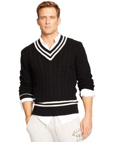 Polo Ralph Lauren Cable-Knit Cricket Sweater - Black