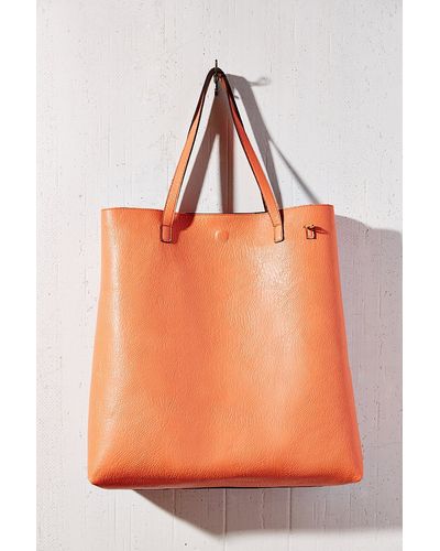 Urban Outfitters Oversized Reversible Vegan Leather Tote Bag - Brown