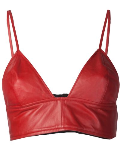 Love Leather Bralette Top - Red