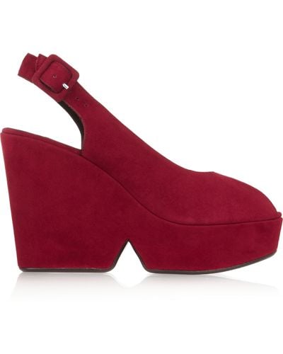 Robert Clergerie Dylan Suede Platform Court Shoes - Red