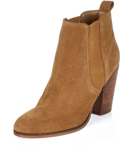 River Island Tan Suede Heeled Ankle Boots - Brown