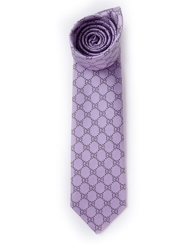 Gucci Monogram Print Tie - Purple