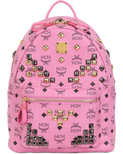 MCM Small Stark Studded Backpack - Pink