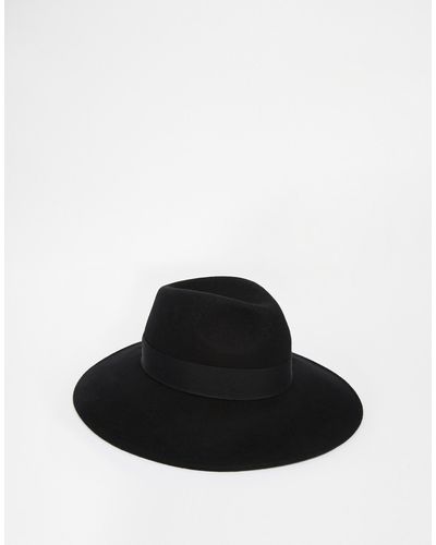 ASOS Fedora Hat In Black Felt With Wide Brim