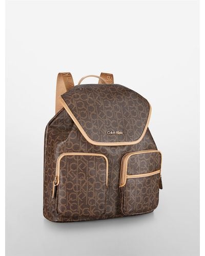 Calvin Klein Hudson Logo Leather Backpack - Brown
