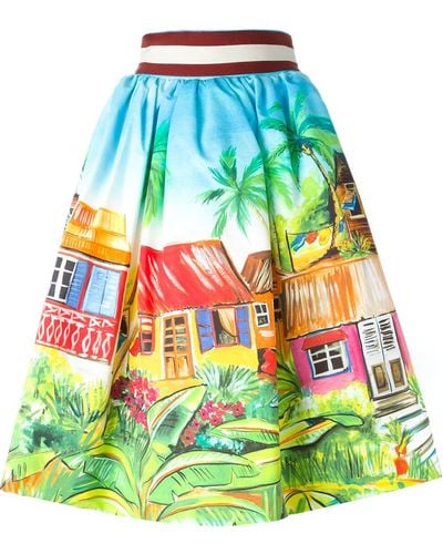 Stella Jean House Print Volume Skirt - Multicolor
