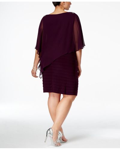Xscape Plus Size Embellished Chiffon Overlay Dress - Purple