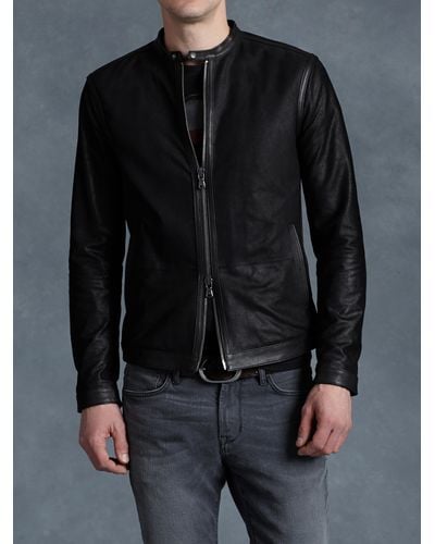 John Varvatos Leather Racer Jacket - Black