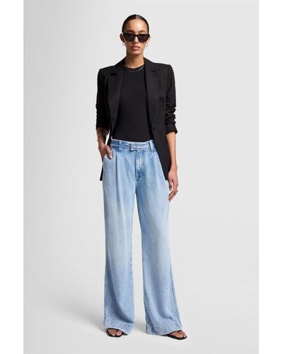 7 For All Mankind Pleated Trouser Abyss - Blue