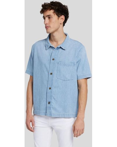 7 For All Mankind Camp Shirt Azure - Blue