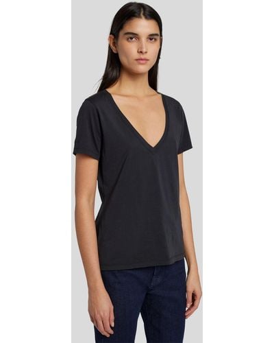 7 For All Mankind Easy V Neck Cotton Moonless Night - Black