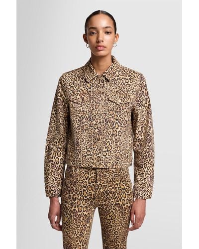 7 For All Mankind Classic Trucker Leopard Print - Brown