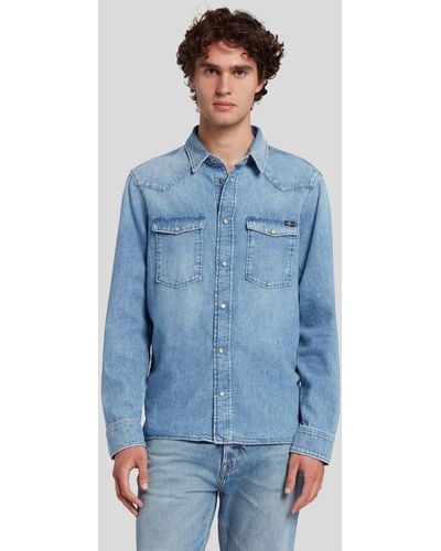 7 For All Mankind Western Shirt Step Up - Blue