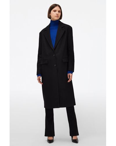 7 For All Mankind Coat Wool Cashmere Black - Blue