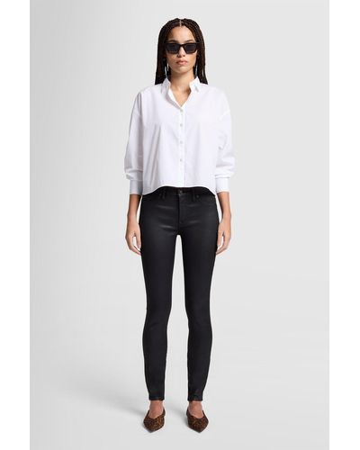 7 For All Mankind The Skinny Coated Stretch Black - White